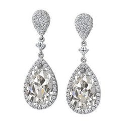 Diamant Taille Old Mine Puces d'Oreilles 5 carats en Or Blanc 14