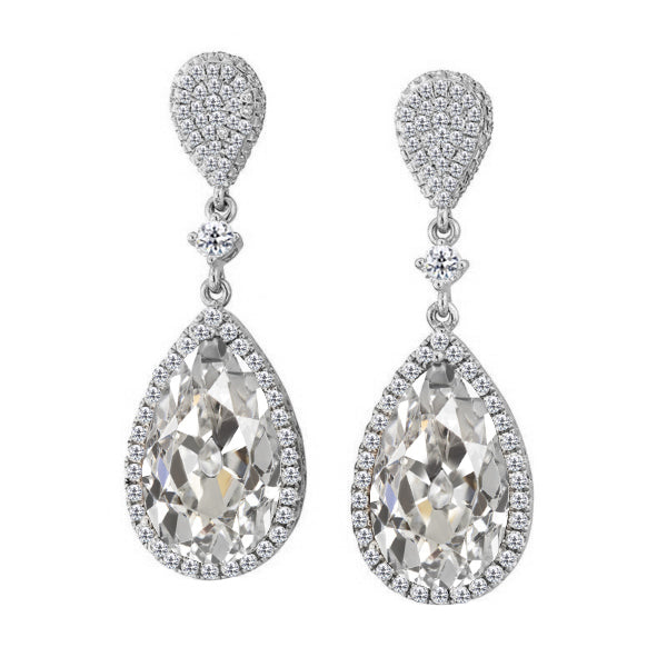 Puces d'Oreilles Or Blanc 14 Carats avec Diamant – vue principale