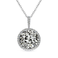 Taille Old Mine Diamant Pendentif Goutte 3,50 carats – Or Blanc