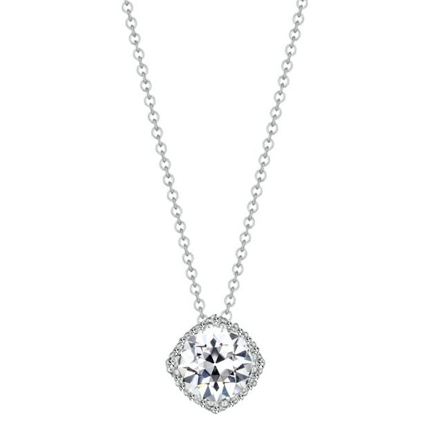 Brillant Coussin Antique Pendentif en Or Blanc 14 Carats – vue principale