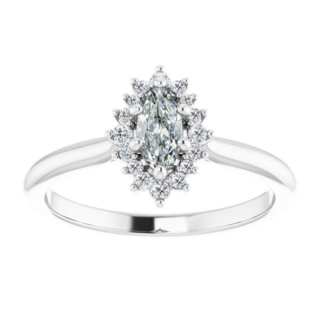 Diamant Fin Bague Halo 1,50-carats Or Blanc 14 Carats – vue principale