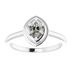 Diamant Bague Mono-Pierre de luxe – 0,50 carats Or Blanc 14