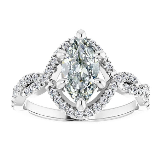 Sur mesure Bague Solitaire avec Accents 1 carats – vue principale