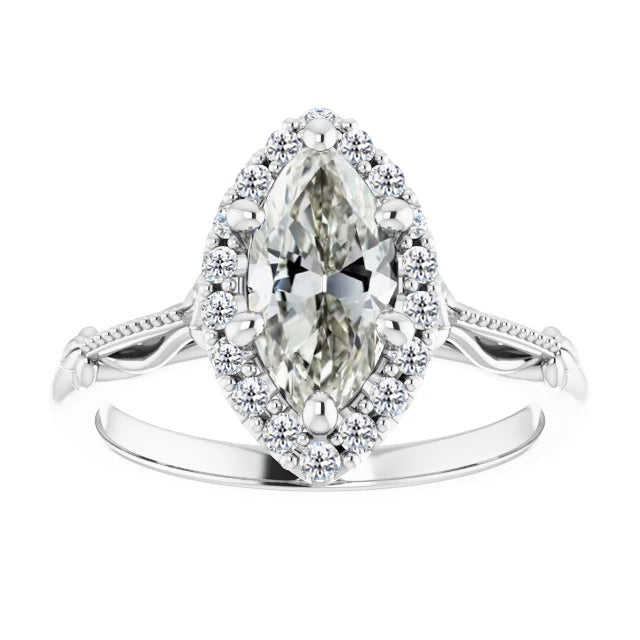 Marquise Brillant bague en Or Blanc 14 Carats – vue principale