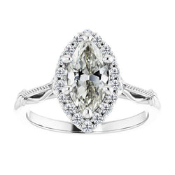 Marquise Brillant Bague de Fiançailles Halo en Or Blanc 14