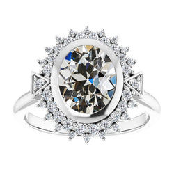 Coussin Antique Bague de Fiançailles Halo – Diamant 4,50 carats