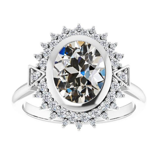 Diamant Bague de Fiançailles Halo 4,50-carats Or Blanc 14 Carats – vue principale