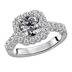 Taille Coussin Diamant Bague Sertie Halo – 7 carats en Or Blanc
