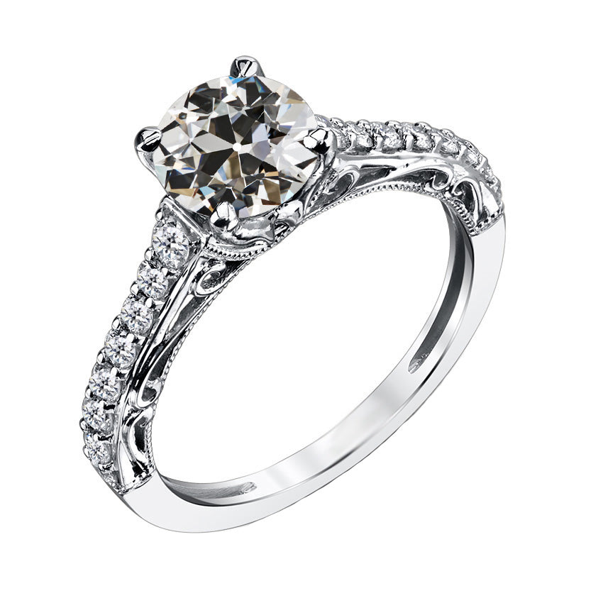 Confectionné main Solitaire avec Pierres Latérales 2 carats – vue principale