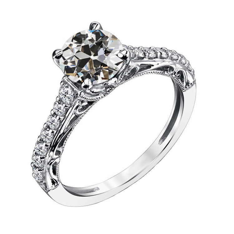 Confectionné main Solitaire avec Pierres Latérales 2 carats – vue principale