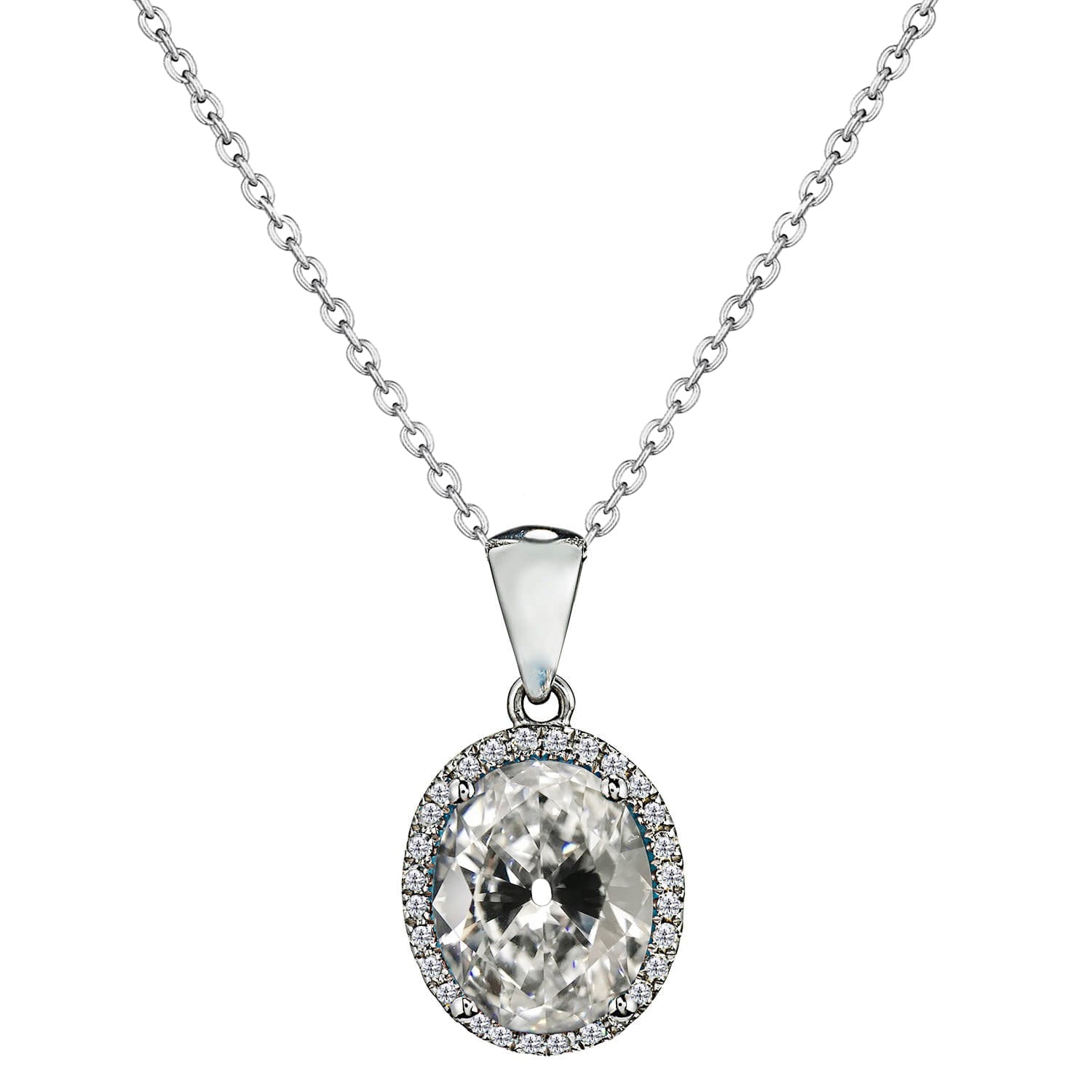 Diamant Pendentif Goutte 3 carats Or 14K Blanc – vue principale