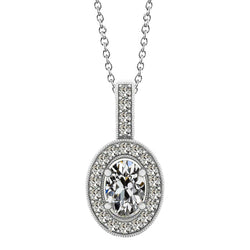 Brillant Taille Old Mine Pendentif – 1 carats en Or 14K Blanc
