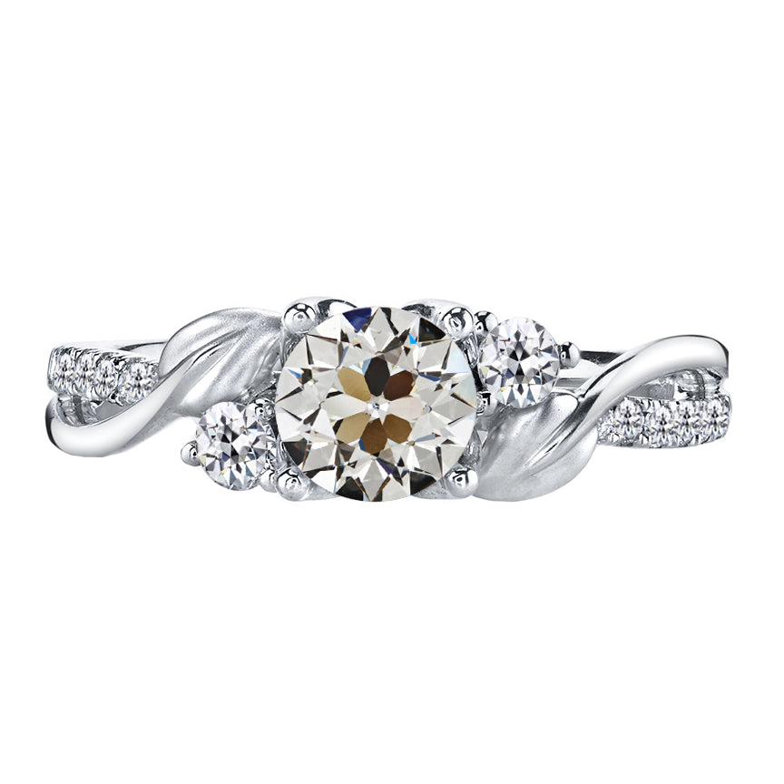 Bague Solitaire avec Accents Or Blanc 14 Carats avec Diamant – vue principale