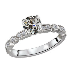 Coussin Antique Brillant Bague de Fiançailles en Or 14K Blanc