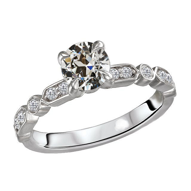 Coussin Antique Brillant bague en Or 14K Blanc – vue principale