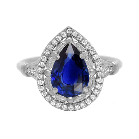 Bague Pierre Précieuse Or 14K Blanc avec Saphir Bleu Royal – vue principale