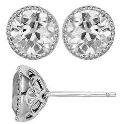Coussin Antique Diamant Boucles d'Oreilles – 5 carats en Or
