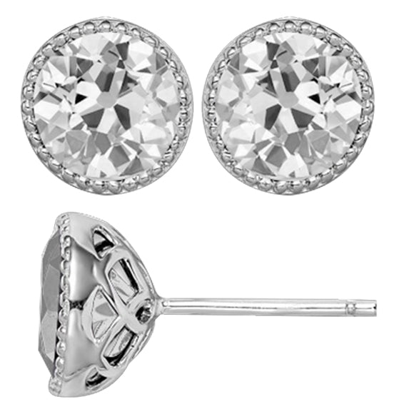 Boucles d'Oreilles Or Blanc 14 Carats avec Diamant – vue principale