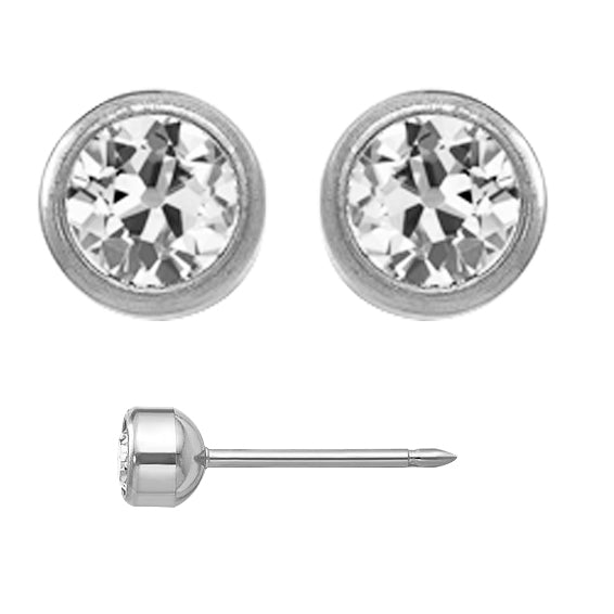 Brillant Taille Old Mine Pendants d'Oreilles en Or Blanc 14 Carats – vue principale