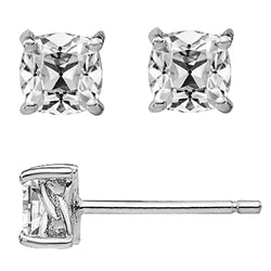 Coussin Brillant Boucles d'Oreilles en Or Blanc 14 Carats – 6