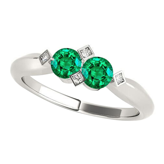 Élégant Émeraude Fine Bague Pierre Précieuse 1 carats – vue principale