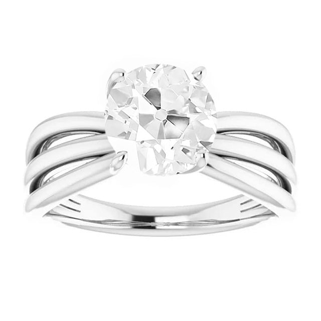 Bague Solitaire Or 14K Blanc avec Brillant – vue de face