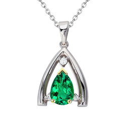 Artisanal Certifié GIA Émeraude Fine Pendentif Pierre Précieuse