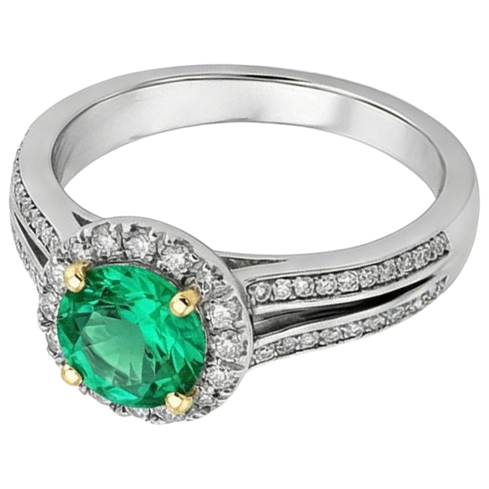 Confectionné main Émeraude Fine Bague avec Gemme 1 carats – vue de côté