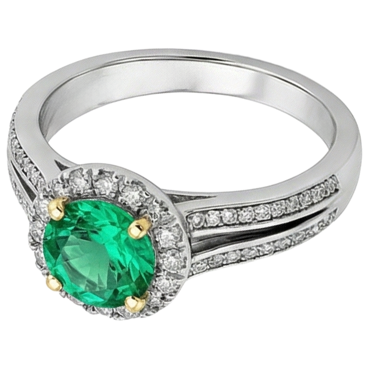 Confectionné main Émeraude Fine Bague avec Gemme 1 carats – vue de côté