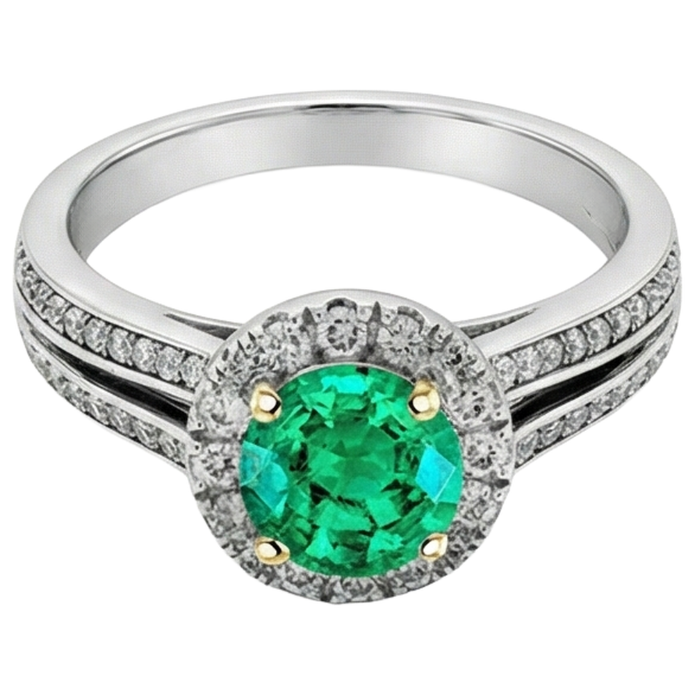 Émeraude Fine Bague avec Gemme – vue de face
