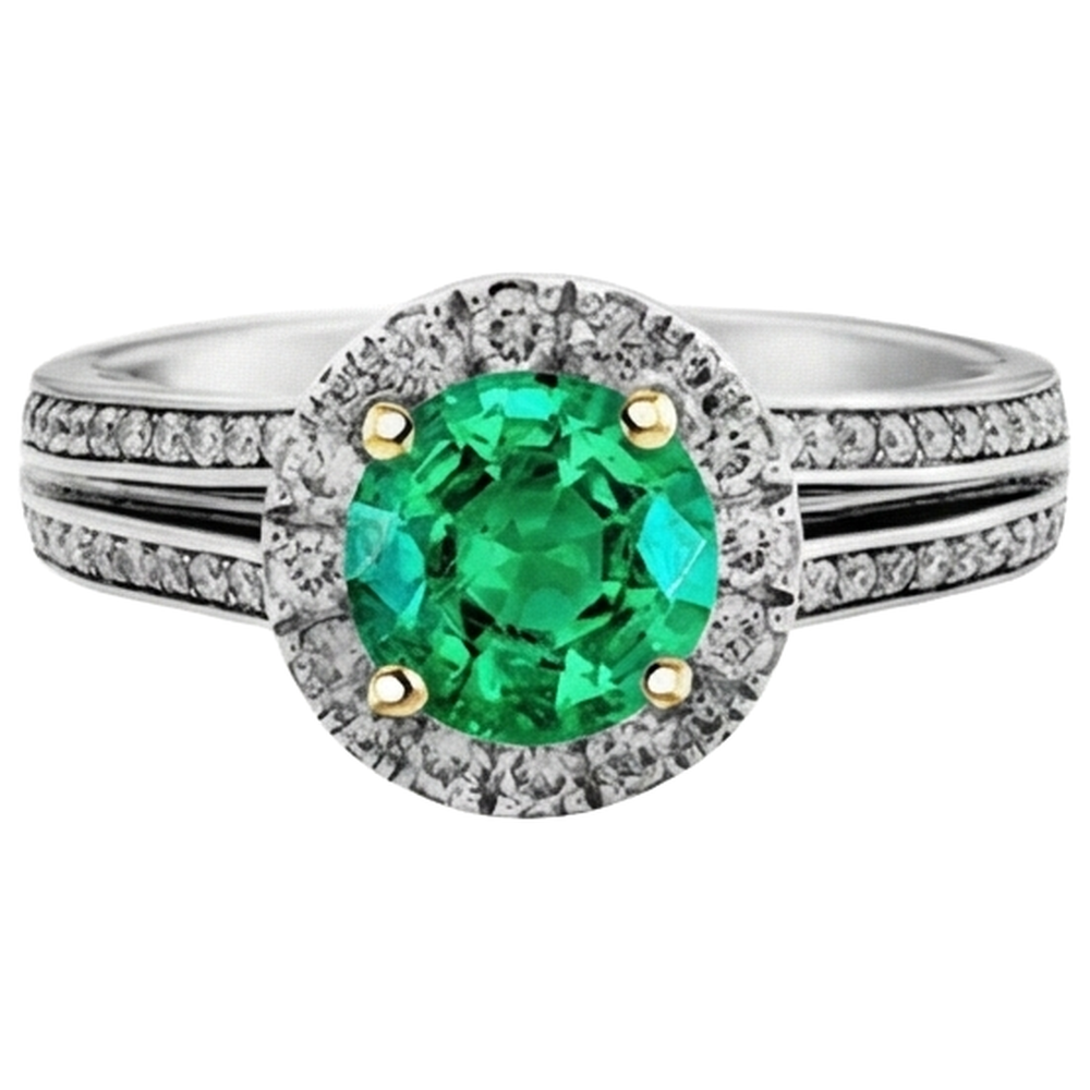 Confectionné main Émeraude Fine Bague avec Gemme 1 carats – vue d'angle