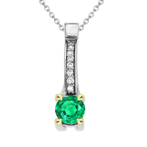 Émeraude Colombienne Pendentif Gemme 1-carats Or Deux Tons 14 Carats – vue principale