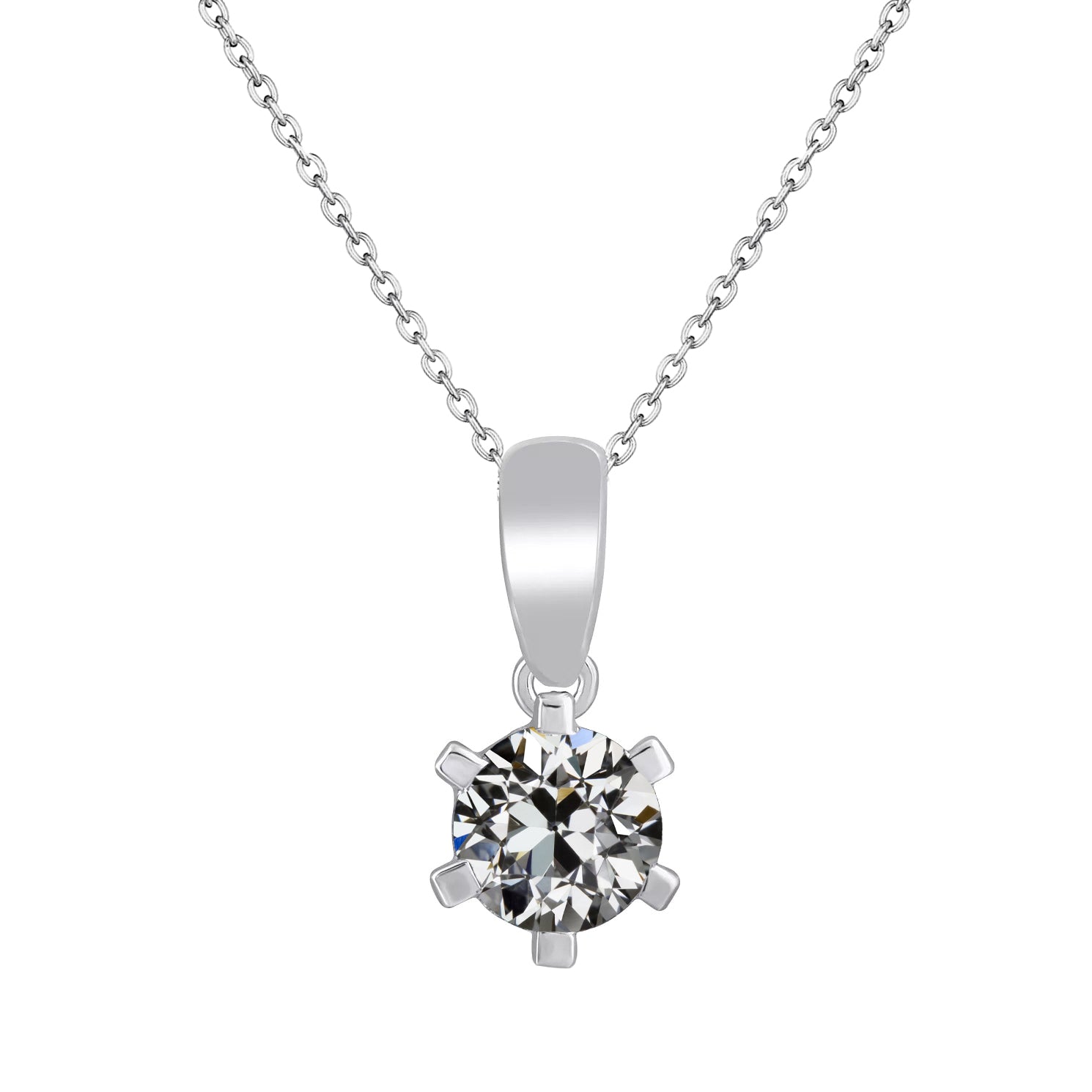 Diamant Coussin Antique Pendentif en Or Blanc 14 Carats – vue principale