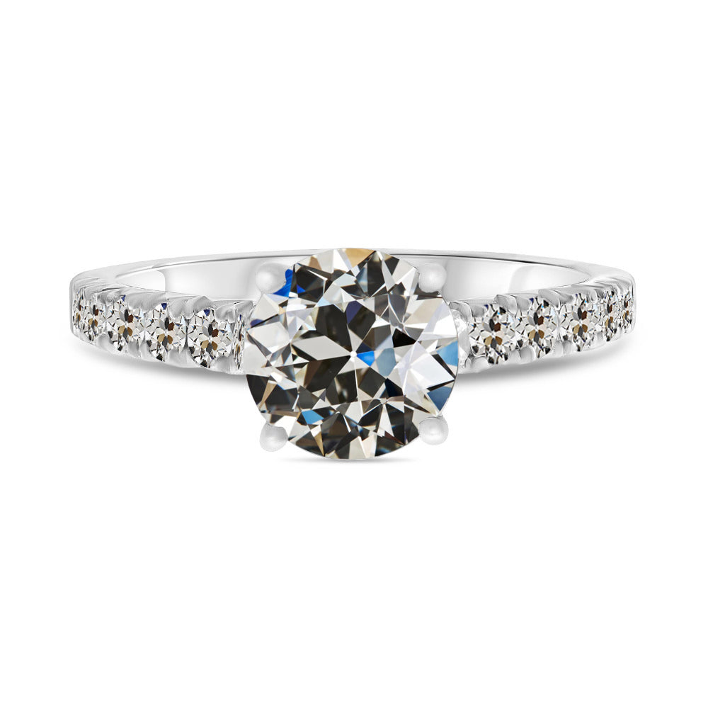 Brillant Bague Solitaire avec Accents 3 carats Or Blanc 14 Carats – vue principale