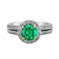 Émeraude Fine Bague avec Gemme – Certifié GIA 1 carats Or Deux