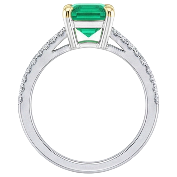 Artisanal Émeraude Fine Bague Pierre Précieuse 2 carats – vue de dessus