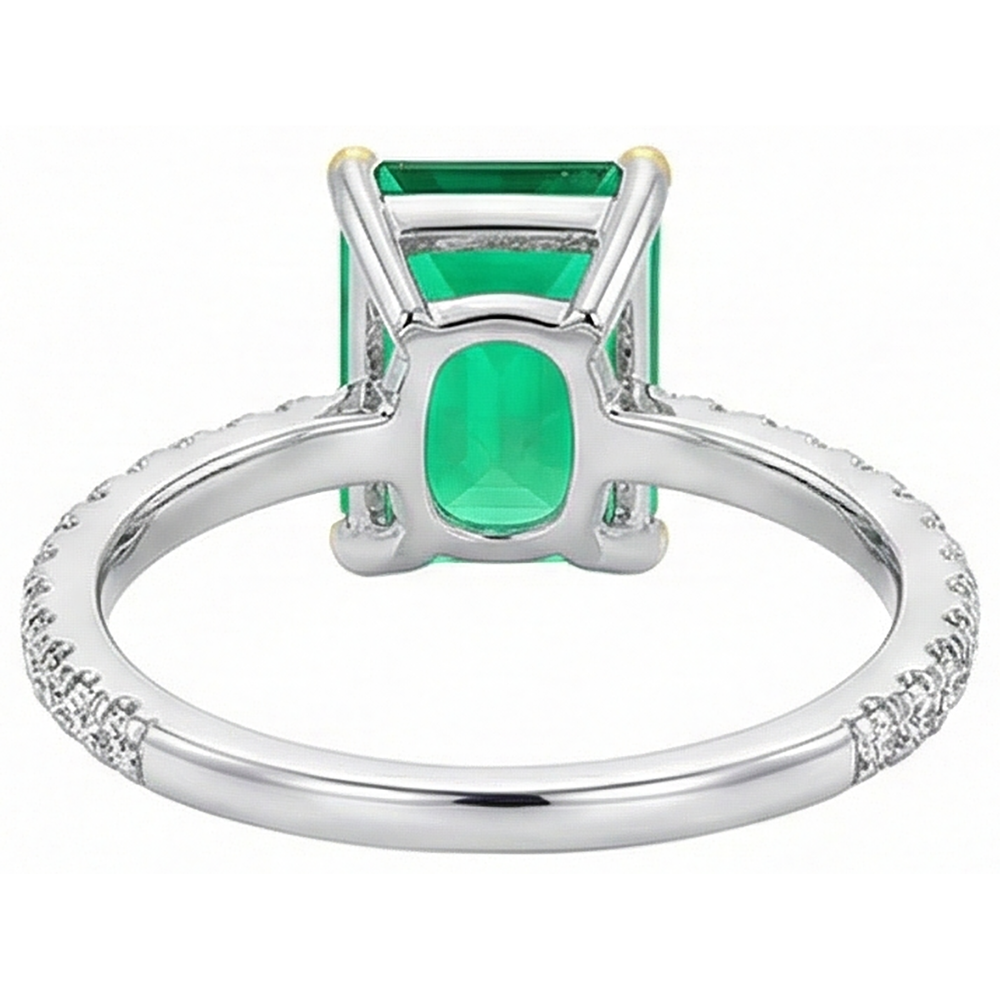 Émeraude Bague avec Gemme 2 carats Or 14K Bicolore – vue de dessus