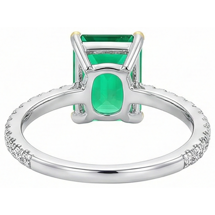 Émeraude Bague avec Gemme 2 carats Or 14K Bicolore – vue de dessus