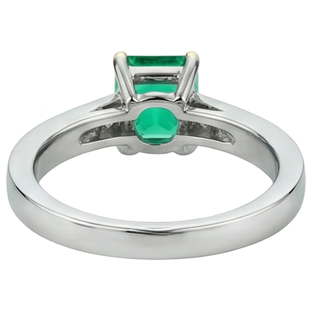 Taille Émeraude Émeraude bague en Or 14K Bicolore – vue arrière