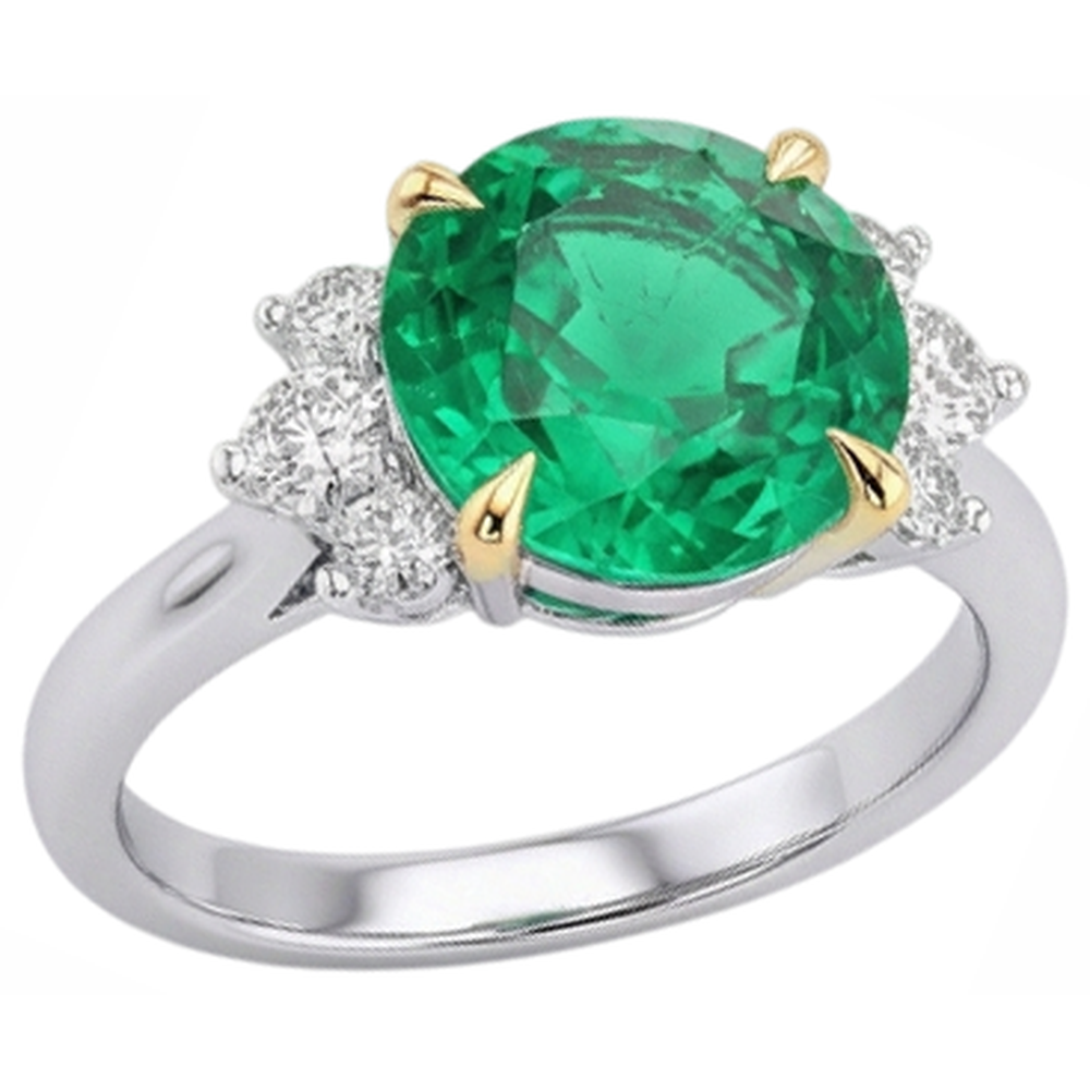 Émeraude Colombienne Bague Pierre Précieuse 4 carats Or Deux Tons 14 Carats – vue d'angle