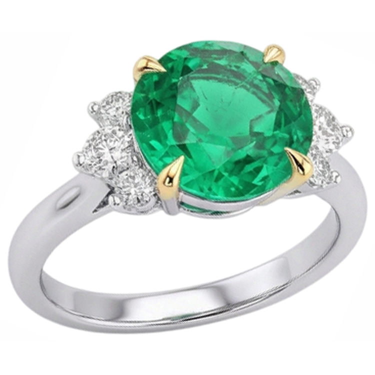 Émeraude Colombienne Bague Pierre Précieuse 4 carats Or Deux Tons 14 Carats – vue d'angle