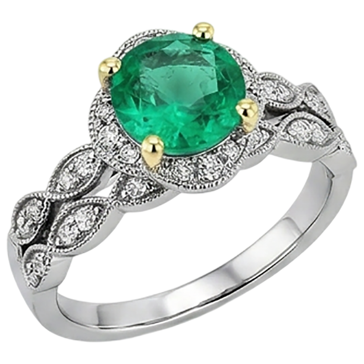 Élégant Émeraude Fine Bague Pierre Précieuse 2,50 carats – vue d'angle