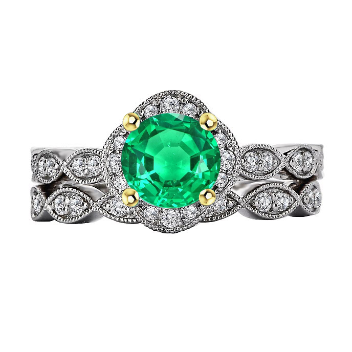 Élégant Émeraude Fine Bague Pierre Précieuse 2,50 carats – vue principale