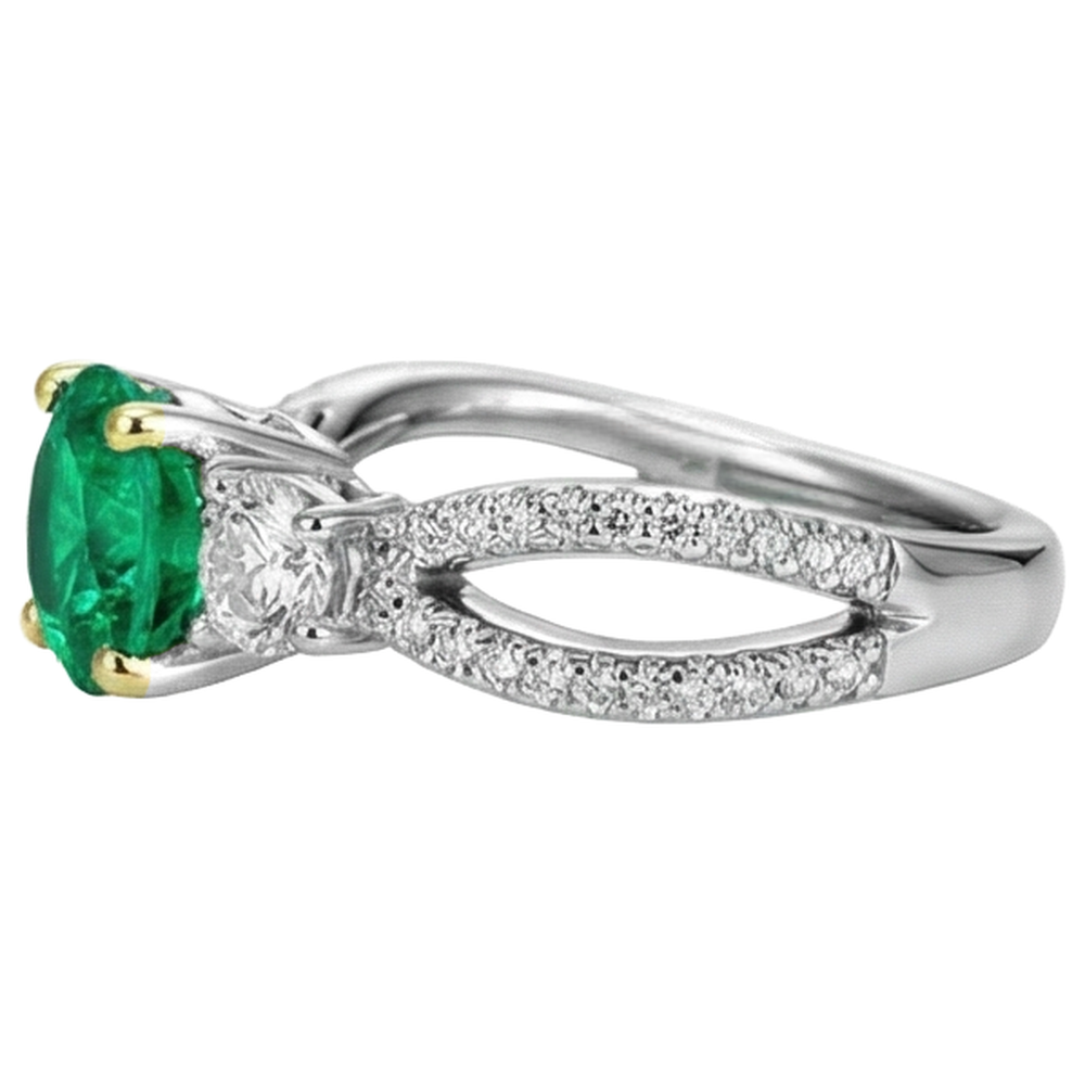 Émeraude Fine Bague Pierre Précieuse – vue de profil