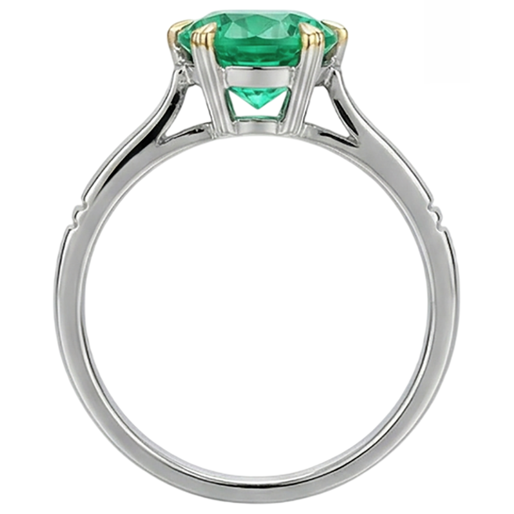 Émeraude Fine Bague avec Gemme 3 carats Or 14K Bicolore – vue de dessus