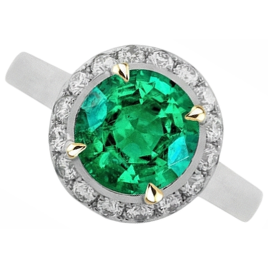 Émeraude Colombienne Bague Pierre Précieuse 3 carats Or Bicolore 14 Carats – vue de face