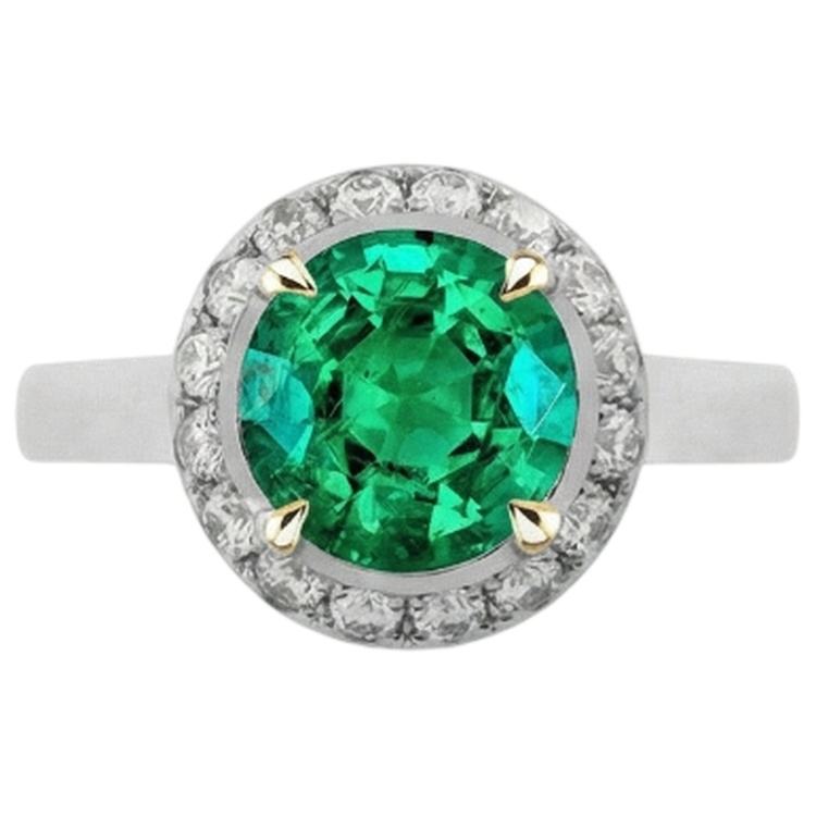 Bague Pierre Précieuse Or Bicolore 14 Carats avec Émeraude Colombienne – vue de côté