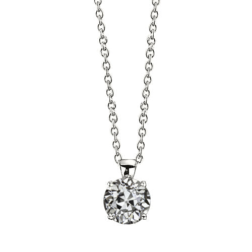 Pendentif Goutte Or 14K Blanc avec Diamant Fin – vue principale