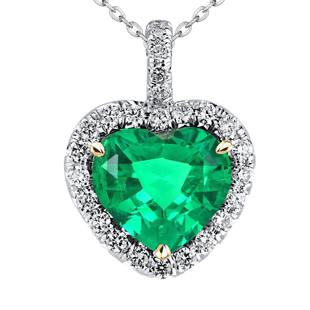 Émeraude Colombienne Pendentif Pierre Précieuse 2,50-carats Or Deux Tons 14 Carats – vue principale