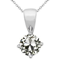 Coussin Antique Brillant Pendentif en Or Blanc 14 Carats – 2,50